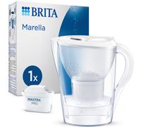 BRITA Marella Water Filter Jug White (2.4L) incl. 1x MAXTRA PRO All-in-1 cartridge - fridge-fitting jug with digital LTI and Flip-Lid - now in sustainable Smart Box packaging