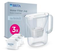 BRITA Water Filter Jug MAXTRA Style Essential, 3x Pure Performance filters | White (2.4L) fridge-fitting pitcher with Smart Light LTI & flip-lid reducing PFAS, chlorine, metals & more