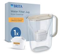 Brita Water Filter Jug Style Essential (2.4l) Sand incl. 1x MAXTRA PRO Limescale Expert Cartridge in Beige | Size: 1 Pack Brita Beige 1 Pack