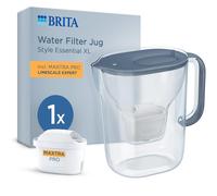 BRITA Water Filter Jug Style Essential XL Stone Blue (3.6L) incl. 1x MAXTRA PRO Limescale Expert Cartridge | Large Volume Pitcher With Smart Light LT