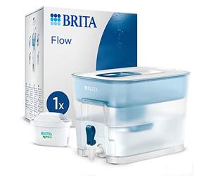 BRITA XXL Water Filter Tank MAXTRA Flow, 1x Pure Performance cartridge | (8.2L) fridge-fitting dispenser with digital LTI for families & offices, reducing PFAS, chlorine, metals & more
