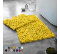 BritAces 2 Piece Chenille Bath Mat Set - Ultra Soft Non Slip Bathroom Rugs - Super Absorbent Loop Design Toilet & Pedestal Mat Set - Luxury Washable Mats for Shower and Bathroom Floor - Orche