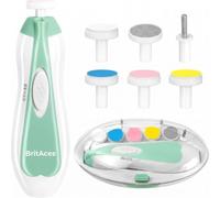 BritAces 6 in 1 Baby Nail File Electric Trimmer & Clippers Set for Newborn | Baby Nail Kit with 6 Filing Heads - LED Light & Adjustable Speed Control - Designed for Newborn Infant Care 2 Pack - Green