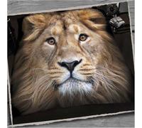 BritAces Animal Print Throw Blanket | 3D Faux Fur Fleece Blanket for Sofa, Bed & Couch | Warm, Cosy, Cuddly & Fluffy Soft Thermal Throw for Home Décor (150x200cm, Lion)