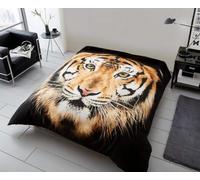 BritAces Animal Print Throw Blanket | 3D Faux Fur Fleece Blanket for Sofa, Bed & Couch | Warm, Cosy, Cuddly & Fluffy Soft Thermal Throw for Home Décor (200x240cm, Tiger Face Brown)