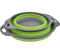 BritAces Colander Set - Kitchen Foldable Silicone Filter - Fruits and Vegetable Cleaner - Non-Toxic Easy to Clean - 2 Sizes in 1-8-inch and 9.5-inch - Kitchen Strainer - Set of 2 - Green