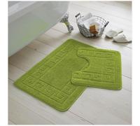BritAces GAVENO CAVAILIA 2 Piece Washable Bathroom Mat, Extra Absorbent Anti Slip Bath Mats, Super Soft Toilet Rugs Set, (50x80, 50x40 cm) (Green)