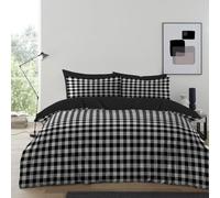 BritAces Gingham Moor Duvet Cover Set - Soft Microfibre Bedding Set with Pillowcases | Lightweight, Breathable & Durable - Easy-Care Checkered Bed Linen for All Seasons (Black, King)
