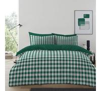 BritAces Gingham Moor Duvet Cover Set - Soft Microfibre Bedding Set with Pillowcases | Lightweight, Breathable & Durable - Easy-Care Checkered Bed Linen for All Seasons (Forest Green, Single)