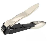 BritAces Heavy Duty Nail Clippers with Catcher - Razor Sharp Stainless Steel Toenail Clipper for Thick Nails - Professional Self Collecting Nail Cutter - Ergonomic Champagne Gold Fingernail Clippers