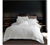 BritAces Hotel Quality Embroidered Single Duvet Cover With Pillowcase - Luxury Plain Striped Border Quilt Cover - Soft Reversible Devore Bedding Set - Comfortable Easy Care Bed Linen - White/White