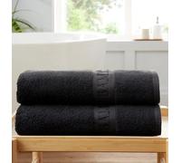 BritAces Luxury Bamboo Bath Towel 2 Pack - 70x120cm Large Towels - 500 GSM High Absorbency Quick Dry Towel Set - 60% Bamboo 40% Cotton - Soft Bathroom Towels for Adults, Kids & Spa - Black