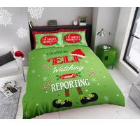 BritAces Premium Christmas Duvet Cover Set with Pillowcases - Soft & Easy Care Festive Bed Linen | Winter Holiday Quilt Cover Bedding Set | Xmas Bedroom Décor (Double, Elf on Shelf)