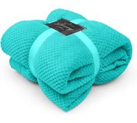 BritAces Teddy Bear Fleece Double Throw Blanket - Soft & Cosy Sherpa Fleece Blanket for Sofa - Thick Warm Popcorn Fleece Thick Blankets for Bed - Fluffy Sofa Bed Throw - (150x200cm) - Aqua