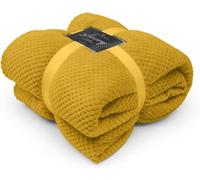 BritAces Teddy Bear Thermal Warm & Cosy Popcorn Fleece Thick Blankets Throw | Bed and Sofa Blanket | Soft & Cosy Sherpa Fleece Throw Blanket (Ochre, Double (150x200cm))