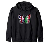Britain and Italy Mix Butterfly British Italian Roots Zip Hoodie