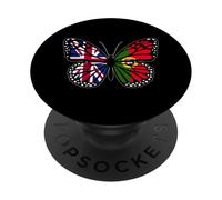 Britain and Portugal Mix Butterfly British Portuguese Roots PopSockets Adhesive PopGrip