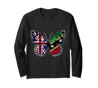 Britain and St Kitts Mix Butterfly British Kittitian Roots Long Sleeve T-Shirt