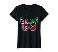 Britain and St Kitts Mix Butterfly British Kittitian Roots T-Shirt