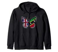 Britain and St Kitts Mix Butterfly British Kittitian Roots Zip Hoodie