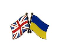 Britain and Ukrainian Flag Lapel Enamel Pin International Friendship Lapel Pin Peace and Love Pin British Ukraine Flag Badge Brooch
