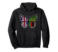 Britain and Zambia Mix Butterfly British Zambian Roots Pullover Hoodie