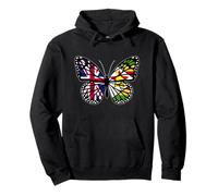 Britain and Zimbabwe Mix Butterfly British Zimbabwean Roots Pullover Hoodie