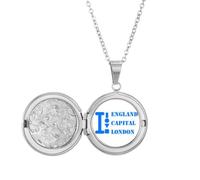 Britain Capital London Art Deco Fashion Locket Necklace Hold Picture Jewelry Birthday Gift