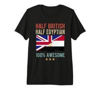 Britain Egypt Flag Half British Half Egyptian Flag Premium T-Shirt