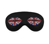 Britain Flag Lipstick Lips Eye Mask for Sleeping Blackout Night Blindfold with Adjustable Strap for Men Women Travel Yoga Nap