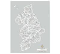 Britain Illustrated Wales Snowdonia Map Poster Print Vintage Style. 8 x 10, 11 x 14, 16 x 20 Inches. Blue. Gift For Walkers, Cyclists And Outdoor Enthusiasts.