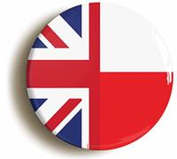 BRITAIN POLAND BRITISH POLISH SPLIT FLAG BADGE BUTTON PIN (Size 2inch/50mm diameter)
