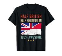 Britain Singapore Flag Half British Half Singaporean Flag T-Shirt