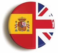 Britain Spain British Spanish Split Flag Badge Button Pin (1inch / 25mm Diameter)
