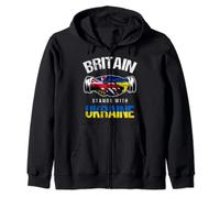 Britain Stands With Ukraine UK Ukrainian Flag Zip Hoodie