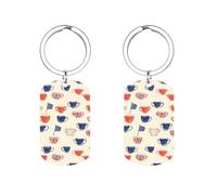 Britain Themed Teacup Tea Party Custom Keychains for Men Women Funny Key Chain Accessory Backpack Purse Bag Charms Gifts