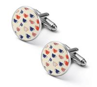 Britain Themed Teacup Tea Party Mens Classic Cufflinks Custom Shirt Cuff Links Jewelry Accessories for Business Wedding 0.7" 0.8"