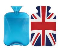 Britain UK British Flag Hot Water Bottle with Cover, 2L Hot Water Bag for Pain Relief, Neck Soft and Shoulder, Hand Feet Warmer, Hot and Cold Compress for Adult Kids