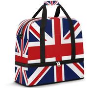 Britain UK British Flag Travel Duffel Bag for Women Men, Foldable Sports Gym Bag Weekend Overnight Totes Carry on Cabin Bag with Shoes Compartment