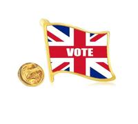 Britain UK Flag Vote For General Election Golden Metal Flag Lapel Pin Badge
