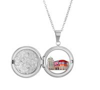 Britain UK London Architecture Painting Locket Necklace Hold Picture Jewelry Birthday Gift