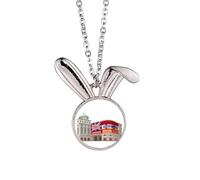 Britain UK London Architecture Painting Rabbit Necklace Pendant Bunny Animal Jewelry Gift