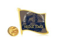 Britain UK London Bridge Tower Graffiti Golden Metal Flag Lapel Pin Badge