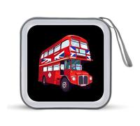 Britain UK London Red Double Decker Bus CD Case Portable DVD Storage Small CD Holder Organizer for Home Travel