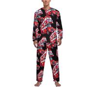 Britain UK London Red Double Decker Bus Men's Pajama Set Comfy Pj Sets Long Sleeve Shirts And Bottoms Soft Sleepwear Loungewear Sleep Sets 2XL