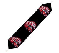 Britain UK London Red Double Decker Bus Table Runner Dining Table Cloth 200*33cm