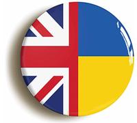 BRITAIN UKRAINE BRITISH UKRAINIAN SPLIT FLAG BADGE BUTTON PIN (Size is 2inch/50mm diameter)