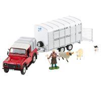 Britains 43138 Red Land Rover Defender & Ifor Williams livestock trailer 1:32