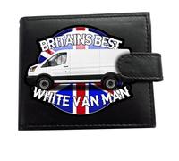 Britain's Best White Van Man Leather Wallet - Union Jack Flag Design, Snap Closure, Gift for Tradesmen & Drivers