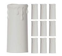 Britalia 10 Pack - White Candle Drip Sleeves for Light Fittings, Diameter 34mm x Height 80mm Thermoplastic, Molten Wax Effect, Fits Most Lampholders - ES E27, SES E14, BC B22, SBC B15